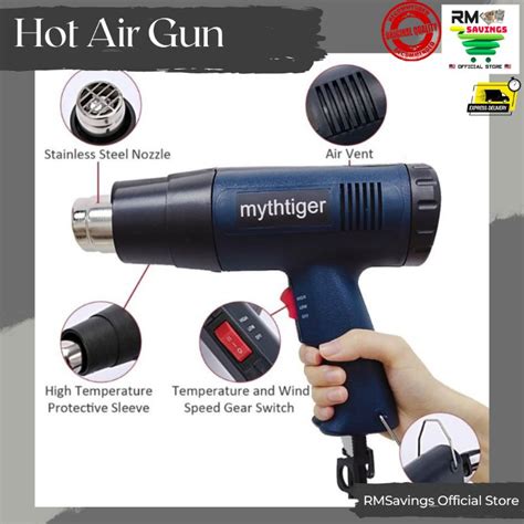 Auto Wing Hot Air Gun Tint Wrap Hot Gun Heat Gun 1600W With Nozzle Shopee Malaysia