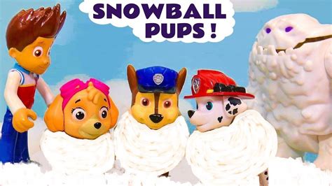 SNOWBALL Pups Story with Paw Patrol Toys and Snow Monster | Paw patrol ...