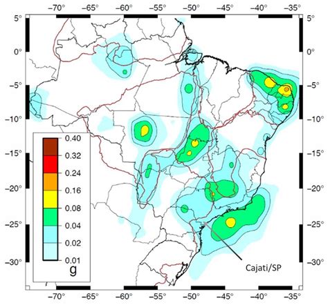 Por Que O Brasil Tem Baixa Incidência Sísmica - 8: Mapa de ameaça sísmica do Brasil, com excedência em 50 anos e 10% de ...