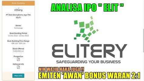 Analisa Valuasi IPO Saham PT Data Sinergitama Jaya Tbk ELIT Bonus