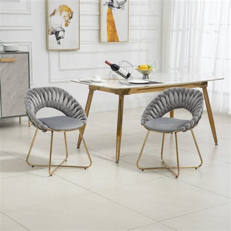 Tcbosik Gray Velvet Dining Chairs Set Of Upholstered Dining Room