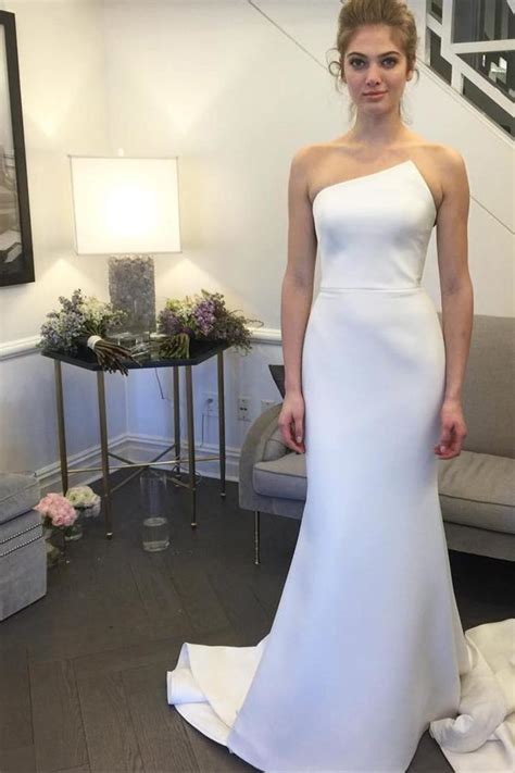 Asymmetrical Neckline Wedding Dress