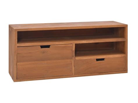 Meuble TV 90x30x40 Cm Bois De Teck Massif