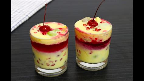 Jello Fruit Custard Fruit Custard With Jelly Eggless Fruit Custard