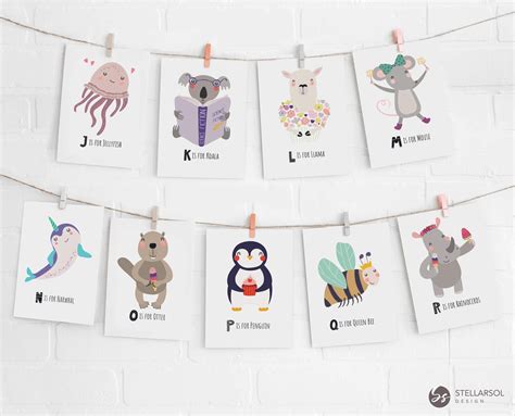 Printable Cute Animal Alphabet Flashcards Caps Fun Pattern ABC Kindergarten Preschool Class ...