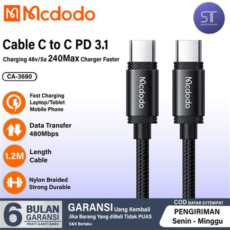 Jual MCDODO Kabel Data Tipe C To Tipe C Fast Charging PD3 1 5a 240w