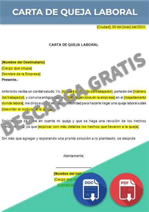 Carta De Queja Laboral Ejemplos Y Formatos Word Pdf Hot Sex Picture