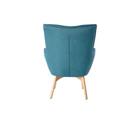 Fauteuil Avec Repose Pieds Scandinave En Tissu Bleu Canard Et Bois