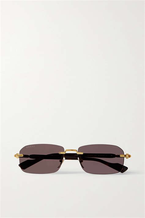 Gucci Eyewear Gg Rectangular Frame Gold Tone And Tortoiseshell Acetate