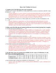 Macro Unit Problem Set Student Answers Docx Macro Unit Problem