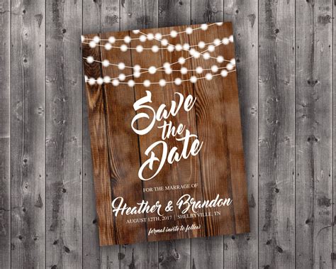 Rustic Save The Date Cards Save The Date Postcard Lights