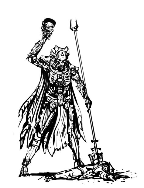 Necron Lord Sketch By Ruoyuart On Deviantart