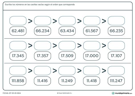 Ficha De Ordenar De Mayor A Menor N Meros Para Primaria Mundo Primaria