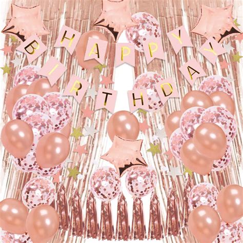 Buy Rose Gold Birthday Party Decorations Kit Happy Birthday Banner