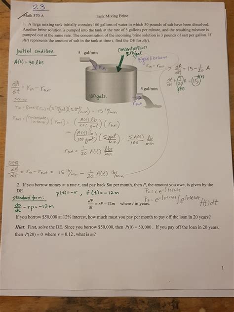 Solved Ath A Tank Mixing Brine A Large Mixing Chegg