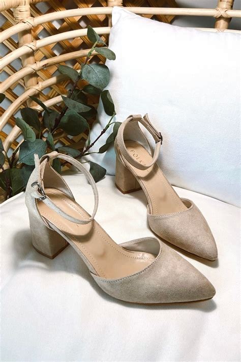 POLKA STORE Kadın Ruth Kısa Kalın Topuklu Günlük Rahat Bej Ten Nude Süet Ayakkabı Fiyatı