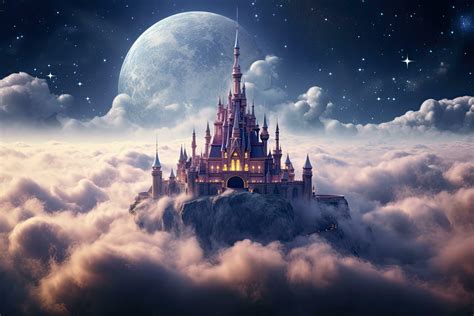 AI generated Magic castle in the clouds. Magical fantasy landscape. 3D ...