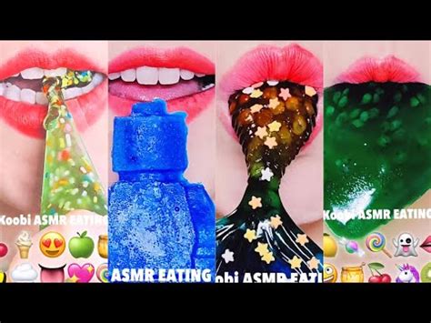 asmr 1 MINUTE EMOJI FOOD HONEY JELLY KOHAKUTO MUKBANG 이모지먹방 꿀젤리