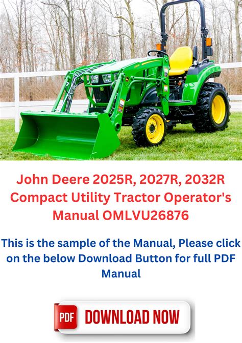 John Deere 2025R 2027R 2032R Compact Utility Tractor Operator S