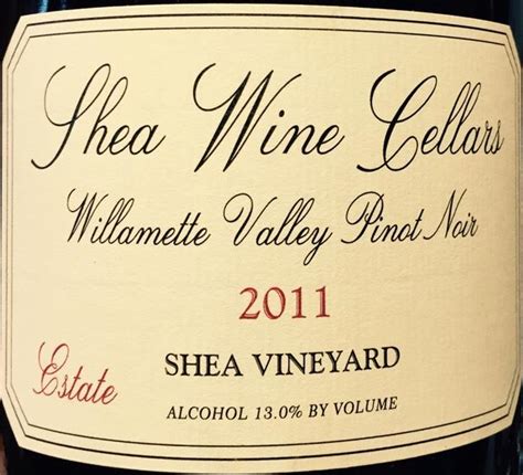 Shea Wine Cellars Pinot Noir Estate Shea Vineyard Usa Oregon