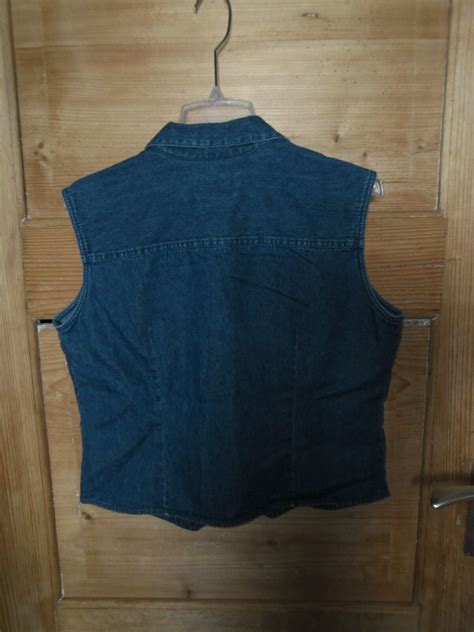 Damen Vintage 80er 90er Jahre Jeansbluse VILLAGER Blau Gr L Top