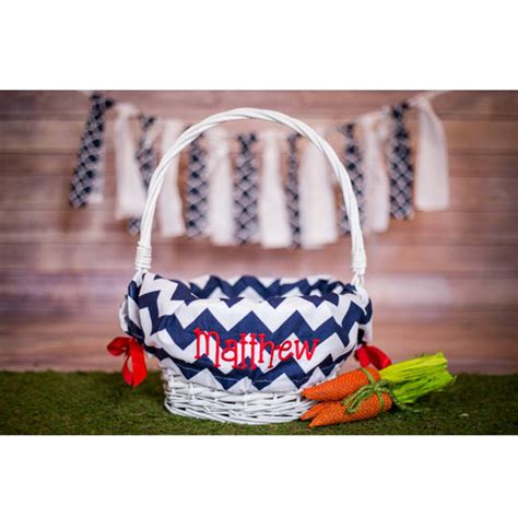 Personalized Navy Chevron Easter Basket Liner Embroidered Easter