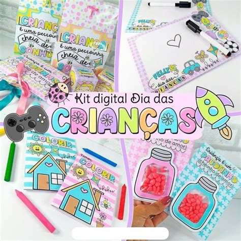 Kit Digital Dia Das Crian As Lembrancinhas Capas Ilustra Es Studios Cat