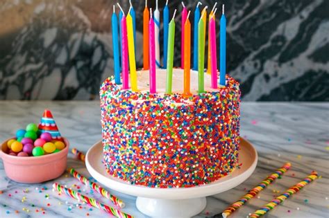 Premium Photo Celebration Birthday Cake With Colorful Sprinkles And