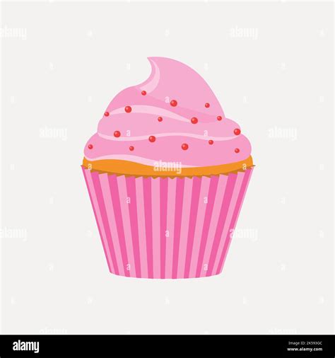 Strawberry Cupcake Clipart Cute Dessert Illustration Vector Stock