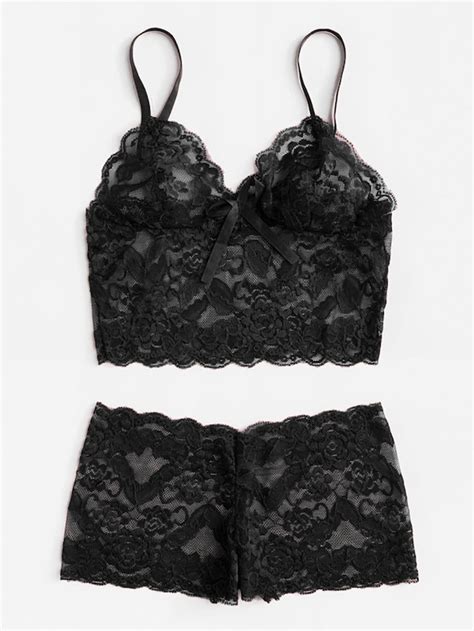 Plus Floral Lace Scallop Trim Lingerie Set Artofit