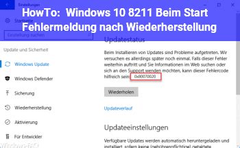 Windows 10 Beim Start Fehlermeldung Nach Wiederherstellung Windows