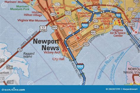 Map Image of Newport News, Virginia Stock Image - Image of represent ...