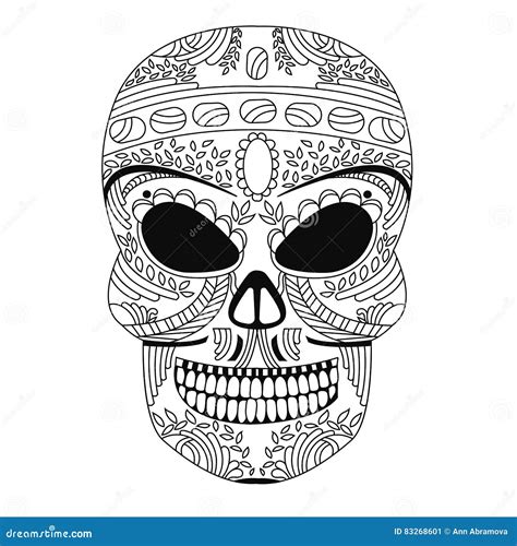 The Ornate Skull Style Zentangl Doodle Stock Vector Illustration Of