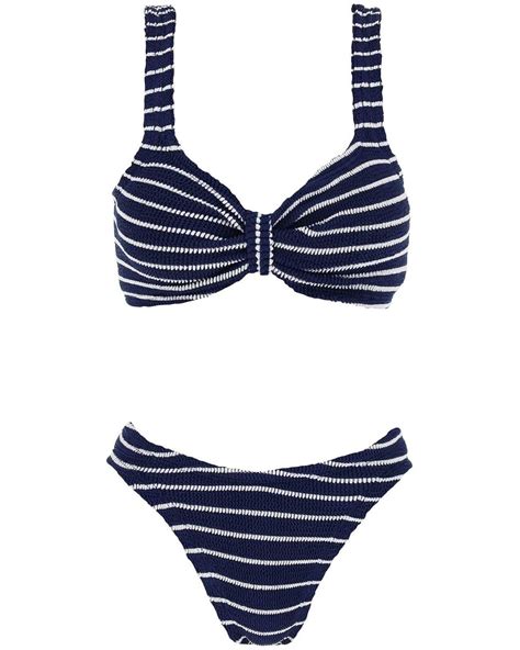 Hunza G Striped Bonnie Bikini Set In Blue Lyst