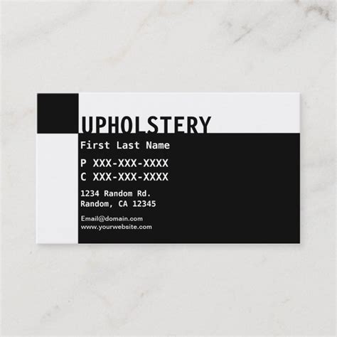 Black white Upholstery business cards | Zazzle