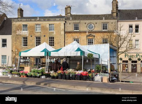 Market Stall Selling Flowers In The High Street Chipping Norton