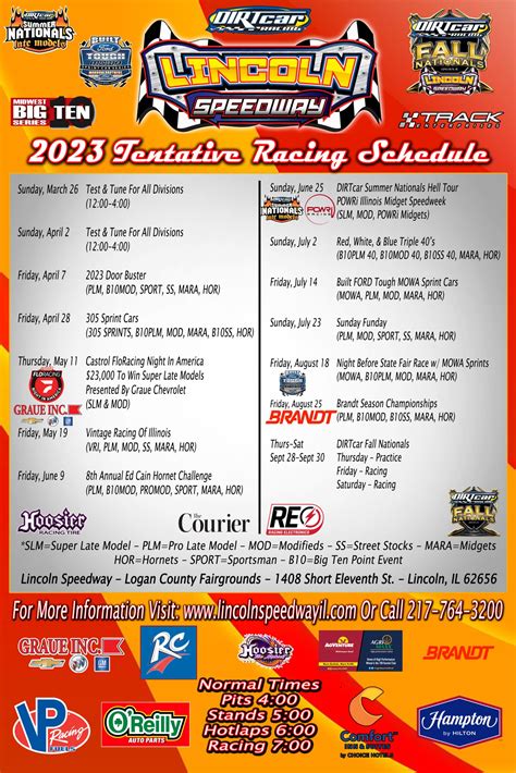 Schedule – Lincoln Speedway