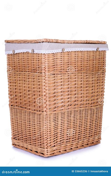 Clothes Basket With Straw Stock Photo Image Of Linen 33665236