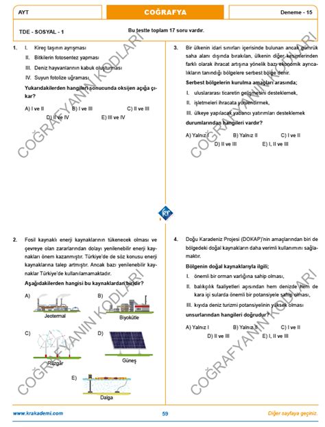 Co Rafyan N Kodlar Ayt Co Rafya Deneme Soru Z M Pdf