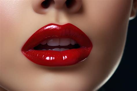 Premium Ai Image Young Woman Applying Red Lipstick On Lips Closeup