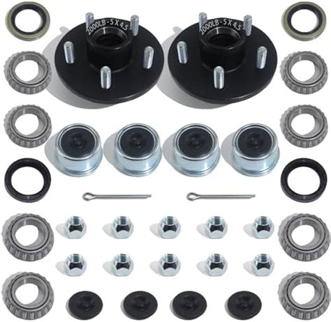 Ibroprat 2 Sets Trailer Hub Kit 5 Bolt 4 5 Trailer Axle Kit For 2000 Lb 5 Lug Trailer Hub Fits