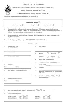 Fillable Online Cavehill Uwi Comptia Application Form Cave Hill