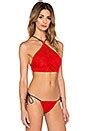 Indah Kesho Macrame Halter Bikini Top In Red Revolve