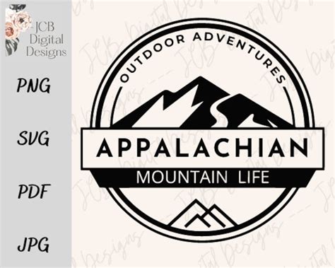 Appalachian Mountains Digital Design Instant Download In Png Svg