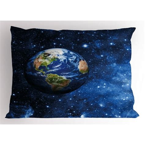 Space Pillow Sham Outer View Of Planet Earth In Solar System With Stars