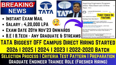 TATA Biggest OFF Campus Direct Hiring Announced For 2026 2025 2024