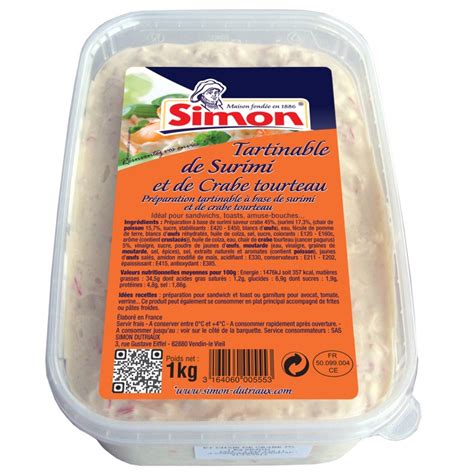 Surimi Et Crabe 12 1kg Tartinable De Surimi Simon Dutriaux