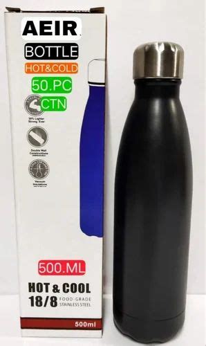 Cola Bottle AEIR Black Matte Stainless Steel Hot And Cold Insulated Vacuum Flask For Home At Rs
