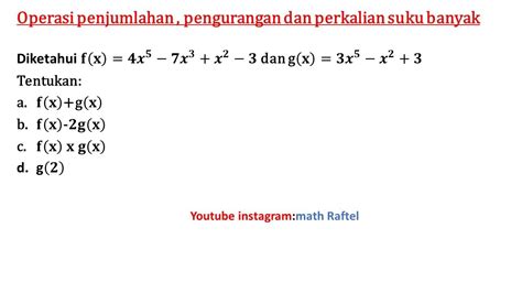 Operasi Suku Banyak Polinomial Kelas 11 Youtube