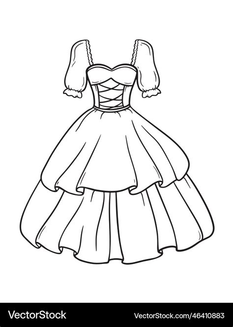 Princess Dress Coloring Page Royalty Free Vector Image